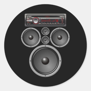 Car Stereo Speakers System Audio Halloween Costume Classic Round Sticker