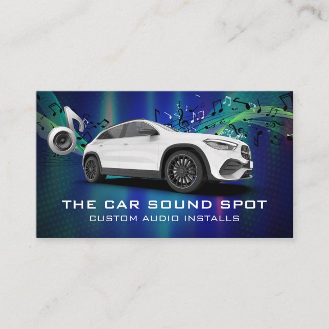 Car Surround Sound | Music Notes | Auto Services Business Card (Front)