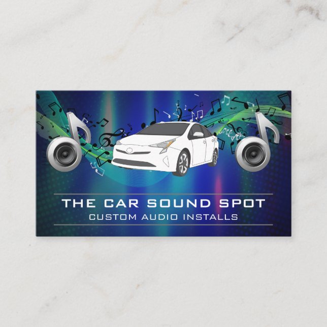 Car Surround Sound | Music Notes Business Card (Front)