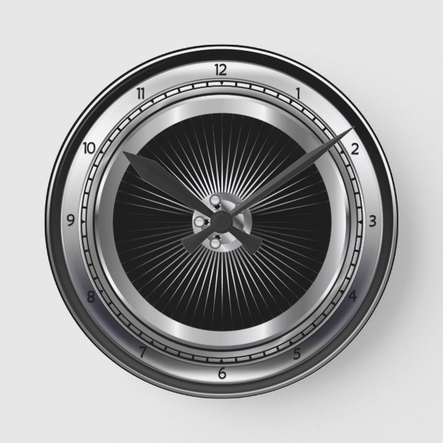 Car Tire Metallic Wheel Wall Clock (Front)