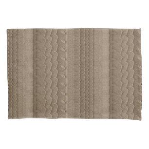Car Tire Tracks on Beach Golden Brown Pillowcase