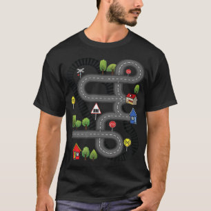Car Train Road Track Toy Playmat Back Design Funny T-Shirt