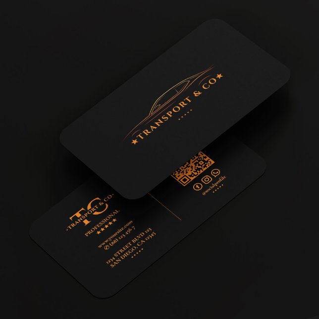 Car Transport Driver Monogram Black Orange Modern Business Card (Car Transport Driver Monogram Black Orange Modern Business Card
)