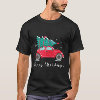 Car Truck Christmas 2020 Fir Tree On Car Xmas Vaca T-Shirt