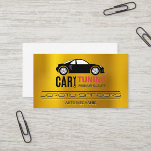 Car Tuning   Auto Repair Gold Metal Business Card