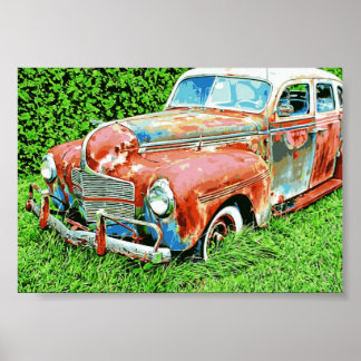 Car Vintage Rustic Car Poster