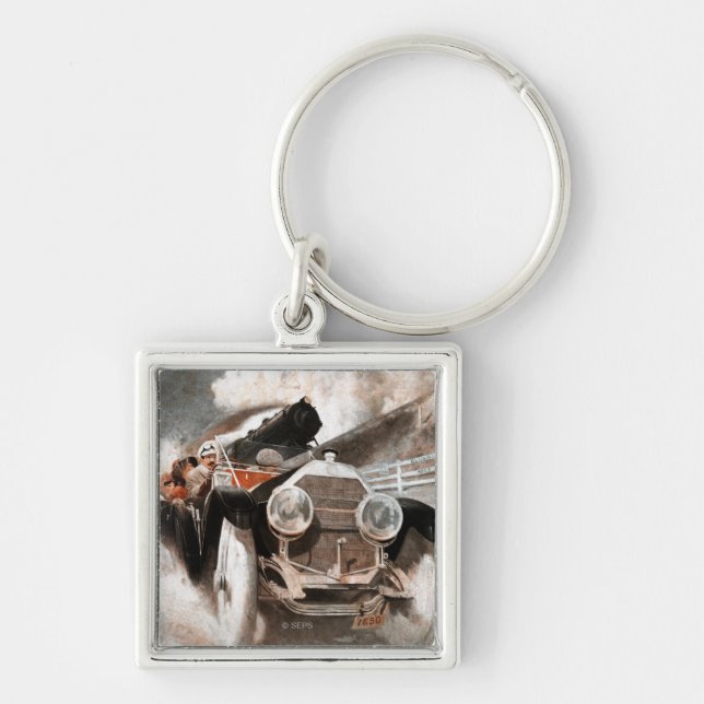 Car vs Train by William Harnden Foster Keychain (Front)