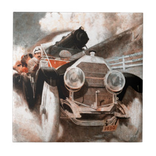 Car vs Train by William Harnden Foster Tile