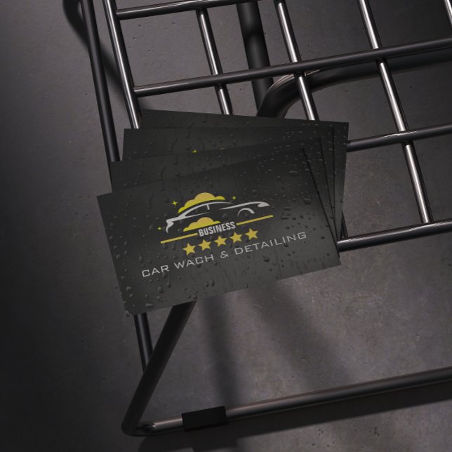 Car Wach & Auto detailing rofessional Water black Business Card (Creator Uploaded)