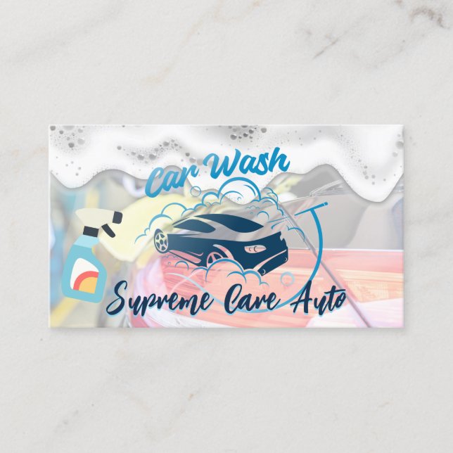 Car Wash and Bubbles Logo | Soap Suds Business Card (Front)