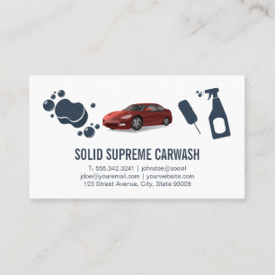Car Wash and Detailing   Automobile Red Car Business Card