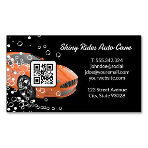 Car Wash and Detailing    Sports Car   QR Code Magnetic Business Card