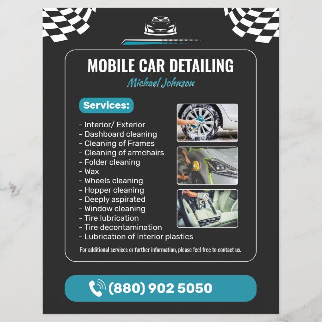 Car Wash Auto Detailing Flyer (Front)