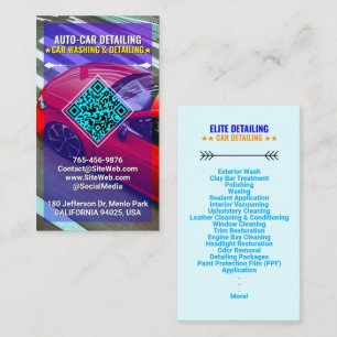 Car Wash & Auto Detailing Services, Modern QR Code Business Card