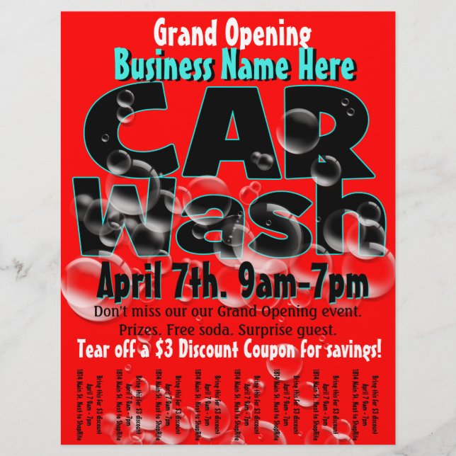 Car Wash. Carwash. Customizable advertising flyer (Front)