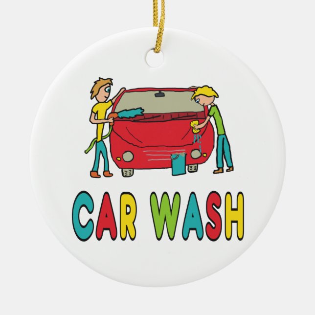 Car Wash Ceramic Ornament (Front)