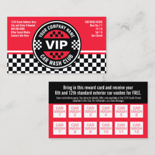 Car Wash Club - Racing Chequered Flag Rewards Discount Card