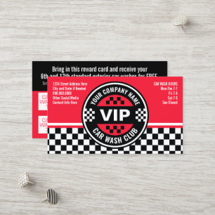 Car Wash Club - Racing Chequered Flag Rewards Discount Card