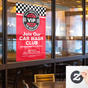 Car Wash Club - Racing Chequered Flag Rewards Window Cling
