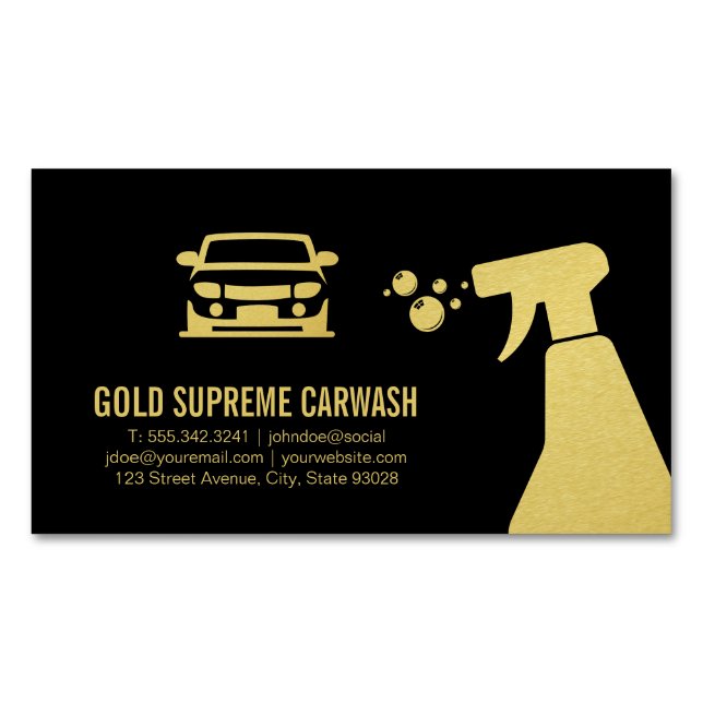 Car Wash Detailing | Auto Detailing Magnetic Business Card (Front)