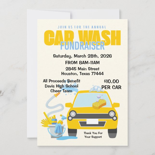 Car Wash Fundraiser Invitation (Front)