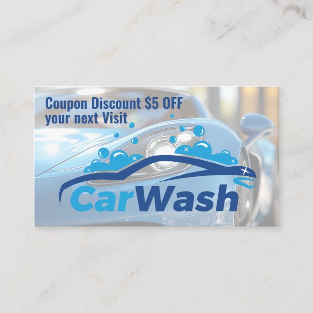 Car Wash Graphics | Soap Bubbles | Auto Service Business Card (Front)