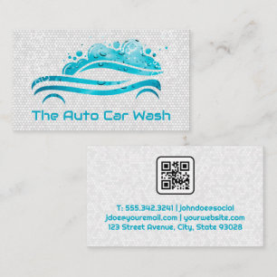 Car Wash Logo Bubbles   Cleaning   QR Business Card