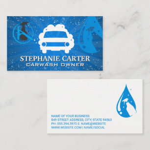 Car Wash Logo   Soap Bubbles   Cleaning Tools Business Card
