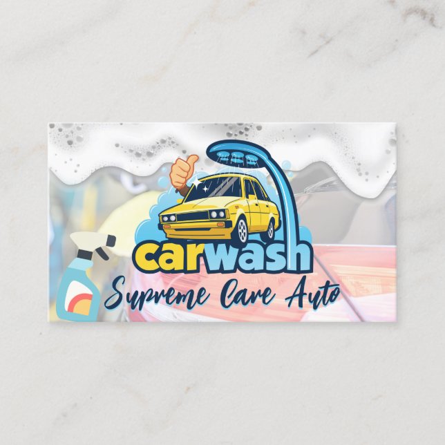 Car Wash Logo | Soap Suds Business Card (Front)