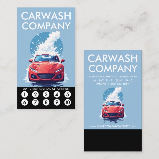 Car Wash Loyalty Punch Card (Front/Back)