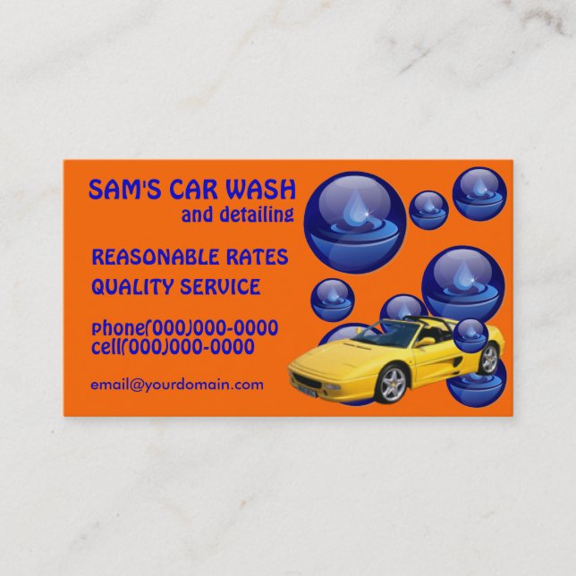 Car Wash Service Business Cards (Front)