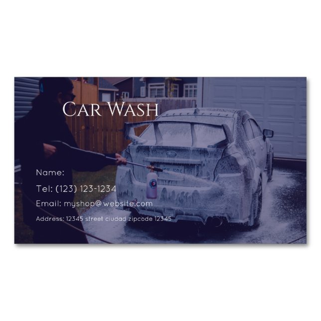 car wash services editable   business card (Front)