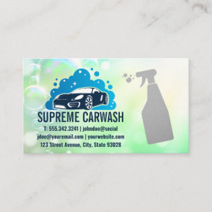 Car Wash Soap Bubbles Bottle Spray Business Card