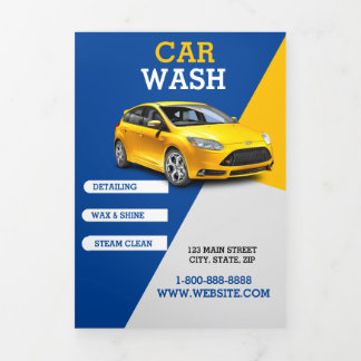Car Wash Tri-Fold Brochure Promotional Template