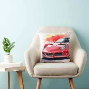 Car watercolor throw pillow