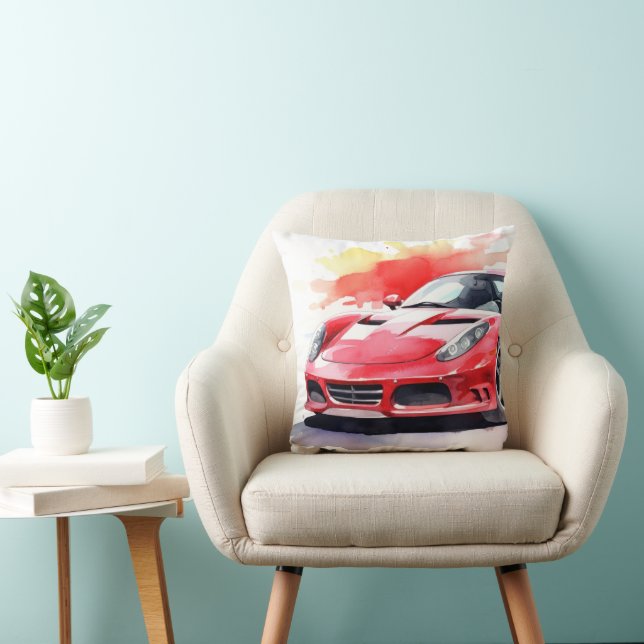 Car watercolor throw pillow (Chair)