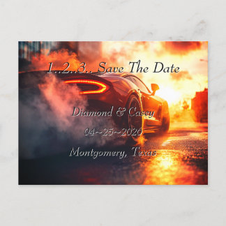 Car Wedding Save The Date Announcement  Postcard