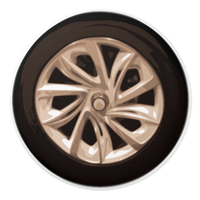 Car Wheel 2D graphic Ceramic Knob (Front)