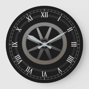 Car Wheel Auto Themed Design Large Clock