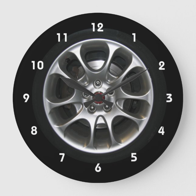Car Wheel hubcap clock with numbers (Front)