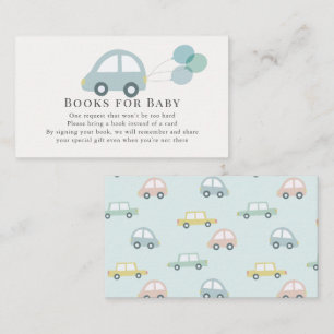 Car with Balloons Blue Boy Book Request Enclosure Card