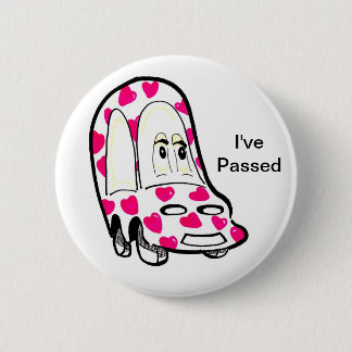 Car with Pink Hearts I've Passed Button Badge