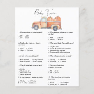 Car with pumpkins - Baby Trivia   Baby Shower Game