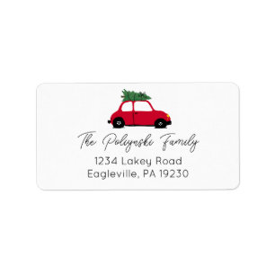 Car with tree Holiday Return Address Labels