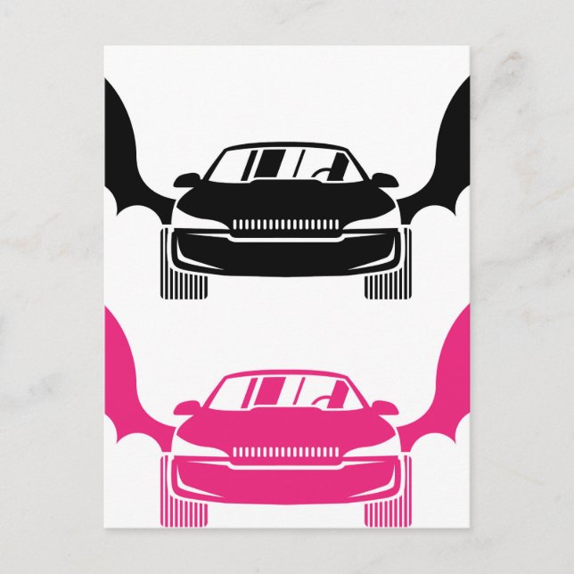Car with wings postcard (Front)