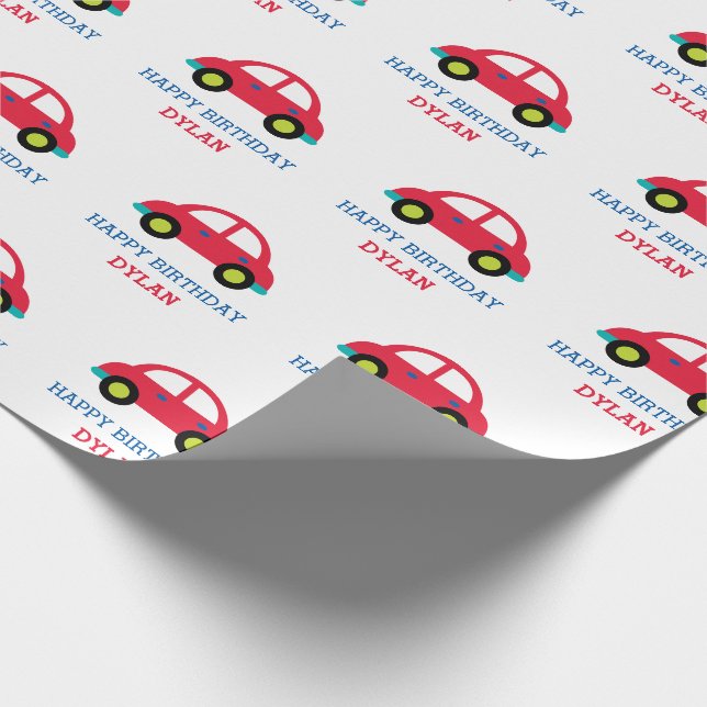 Car Wrapping Paper (Boy Birthday Personalized) (Corner)
