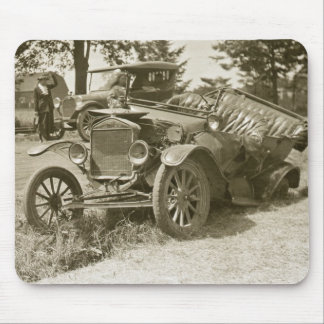 Car Wreck Marine City MI July 1930s - Vintage Mouse Pad