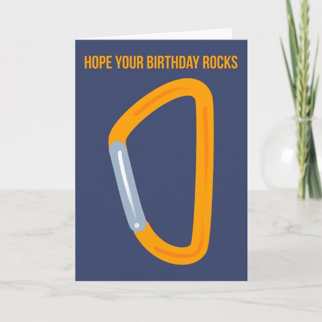 Carabiner Birthday Card for Rock Climbers (Front)