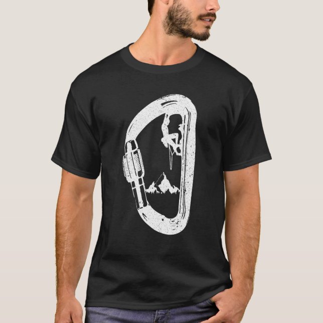 Carabiner with Mountaineer Mountains Climbing T-Shirt (Front)