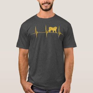 Caracal Cat Wild Cat Heartbeat EKG Pulse Brown Coa T-Shirt